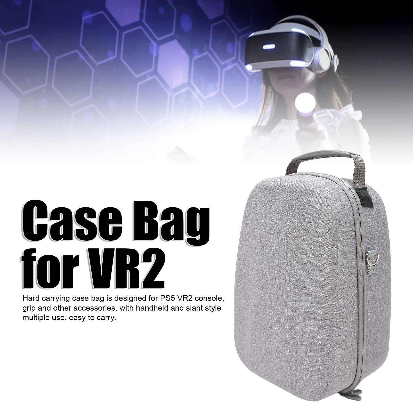 Bolsa de Almacenamiento de Viaje para PS5, Bolsa de Estuche Rígido Portátil Duradero EVA, Estuche VR de Gran Capacidad para PS5 VR2 (Gris)