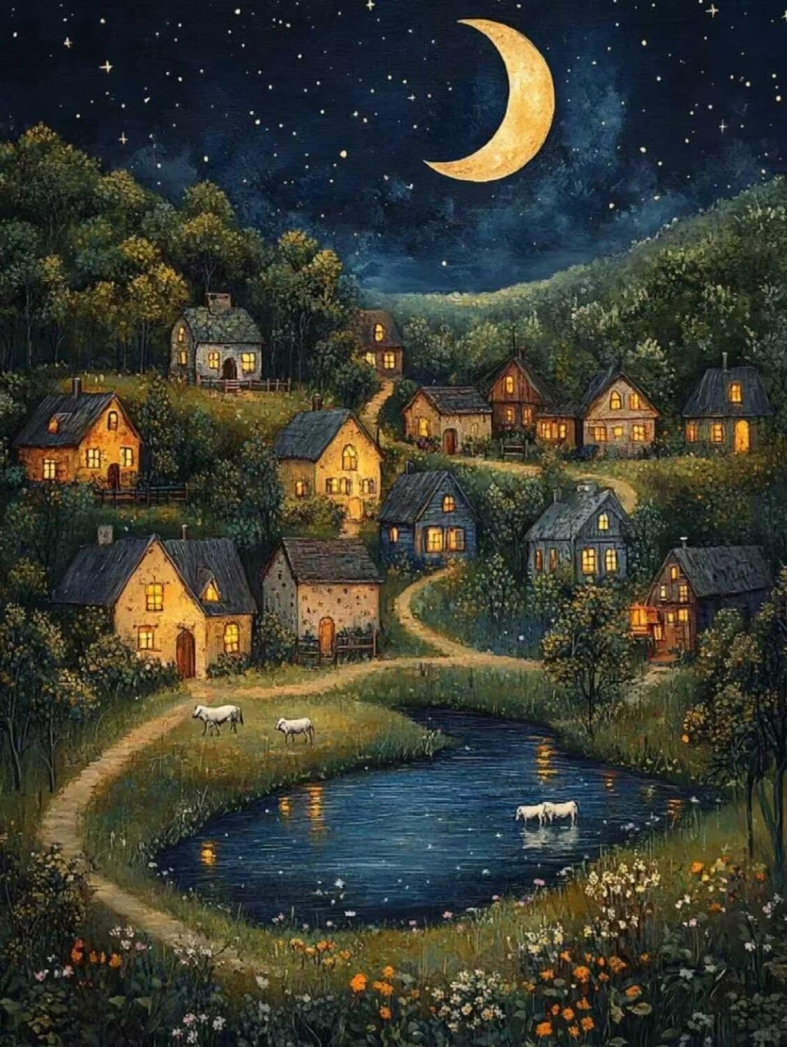 Rqwybcaxn Z Bead Embroidery Kits Rural Farmhouse 40X50cm