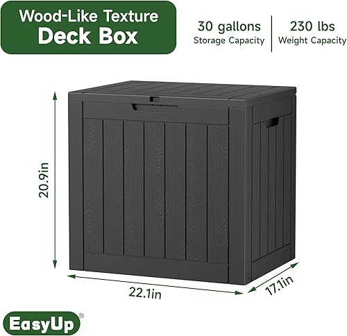 Miniatura 2 de Caja de resina de 30 galones, impermeable, resistente a los rayos UV, caja de almacenamiento al aire libre para entrega, patio, jardín y porche, a