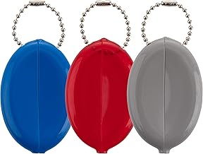 Oval Rubber Coin Purse Change Holder Made in U.S.A. For Men/Woman With Chain Pouch Made By Nabob Leather (Mix Blue/Red/Grey 3 Pack)