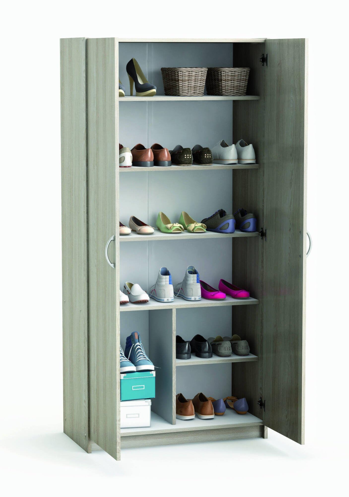 Dmora - Armadio Multiuso 2 Ante Meuse, Mobile Multifunzionale, Mobiletto scarpiera, Guardaroba Porta Scarpe, 80x41 h170 cm, Rovere