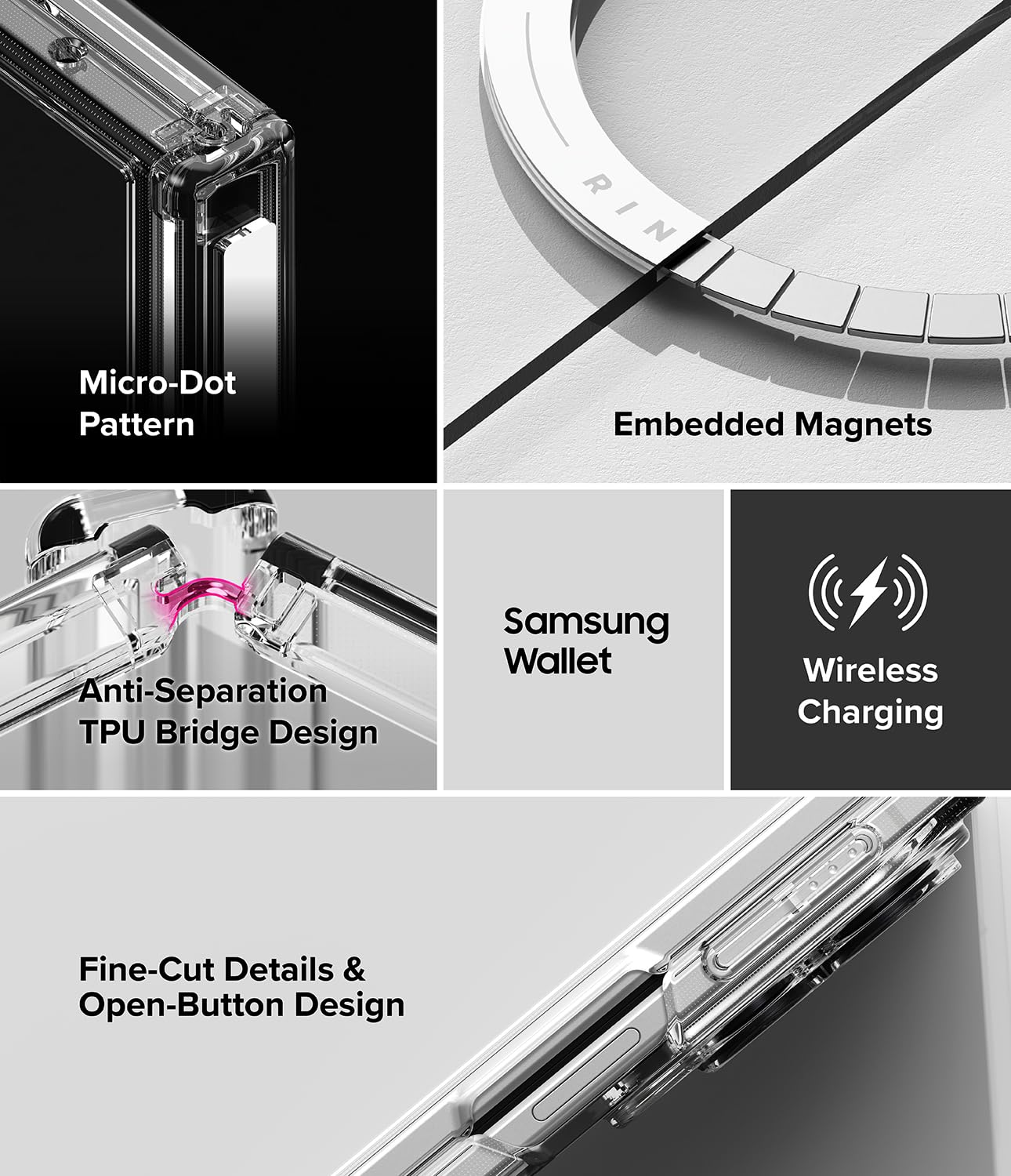Ringke Fusion Flap Magnetic per Cover Samsung Galaxy Z Fold 8 - Clear | Compatibile con accessori magnetici, sottile, leggero, resistente ai graffi