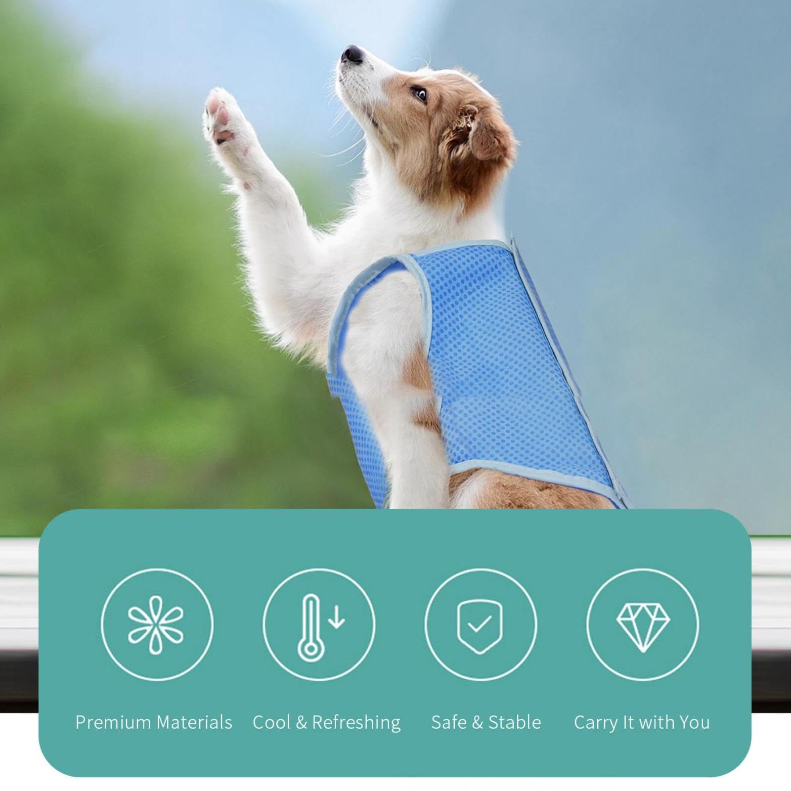 Dog Cooling Vest for Small Medium Large Dogs Summer Breathable Cool Coat Jacket for Outdoor Hiking Training- (Blue, S) - Image 4