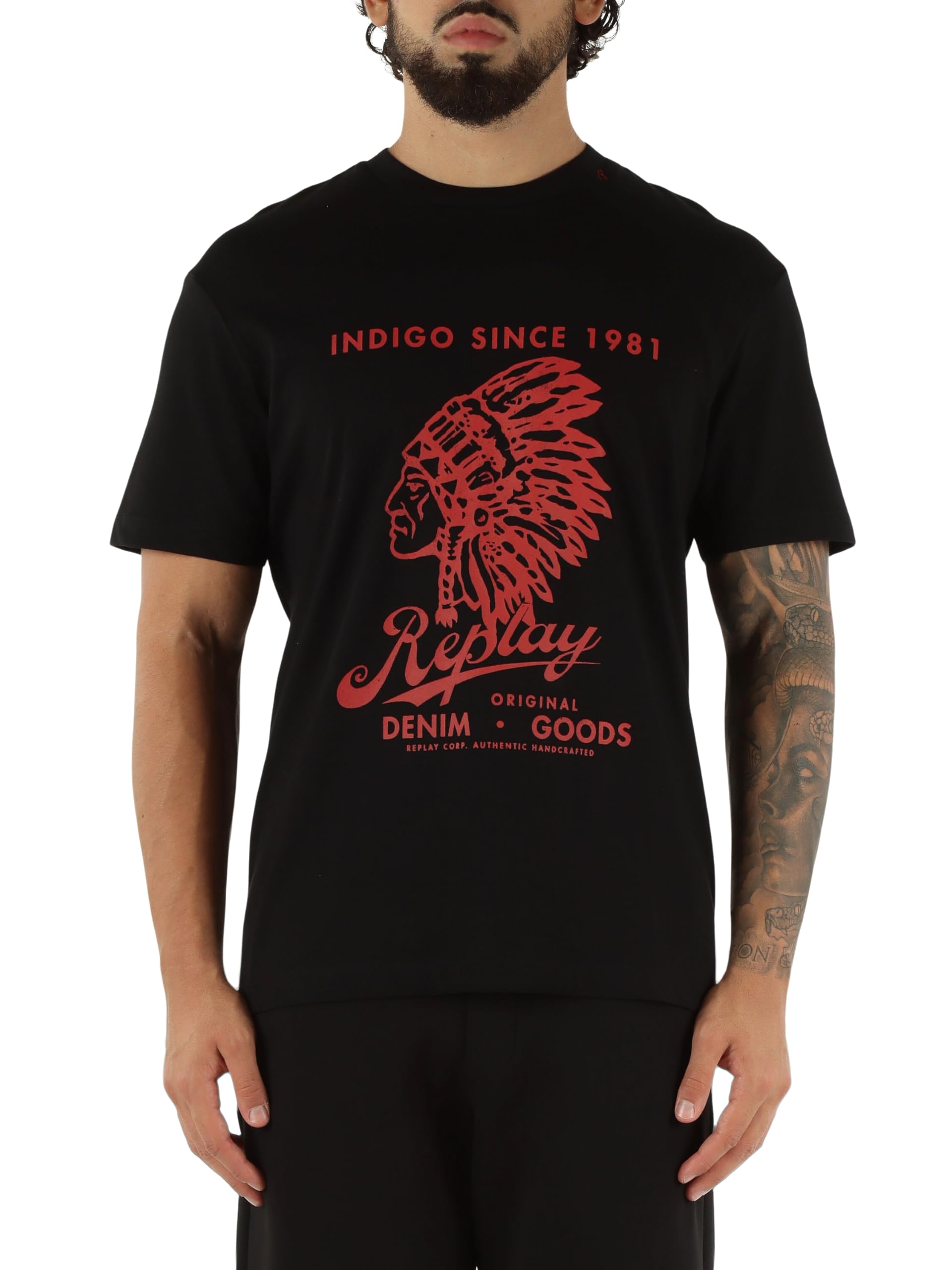 Replay Men's M3277 T-Shirt, 098 Black, XXL