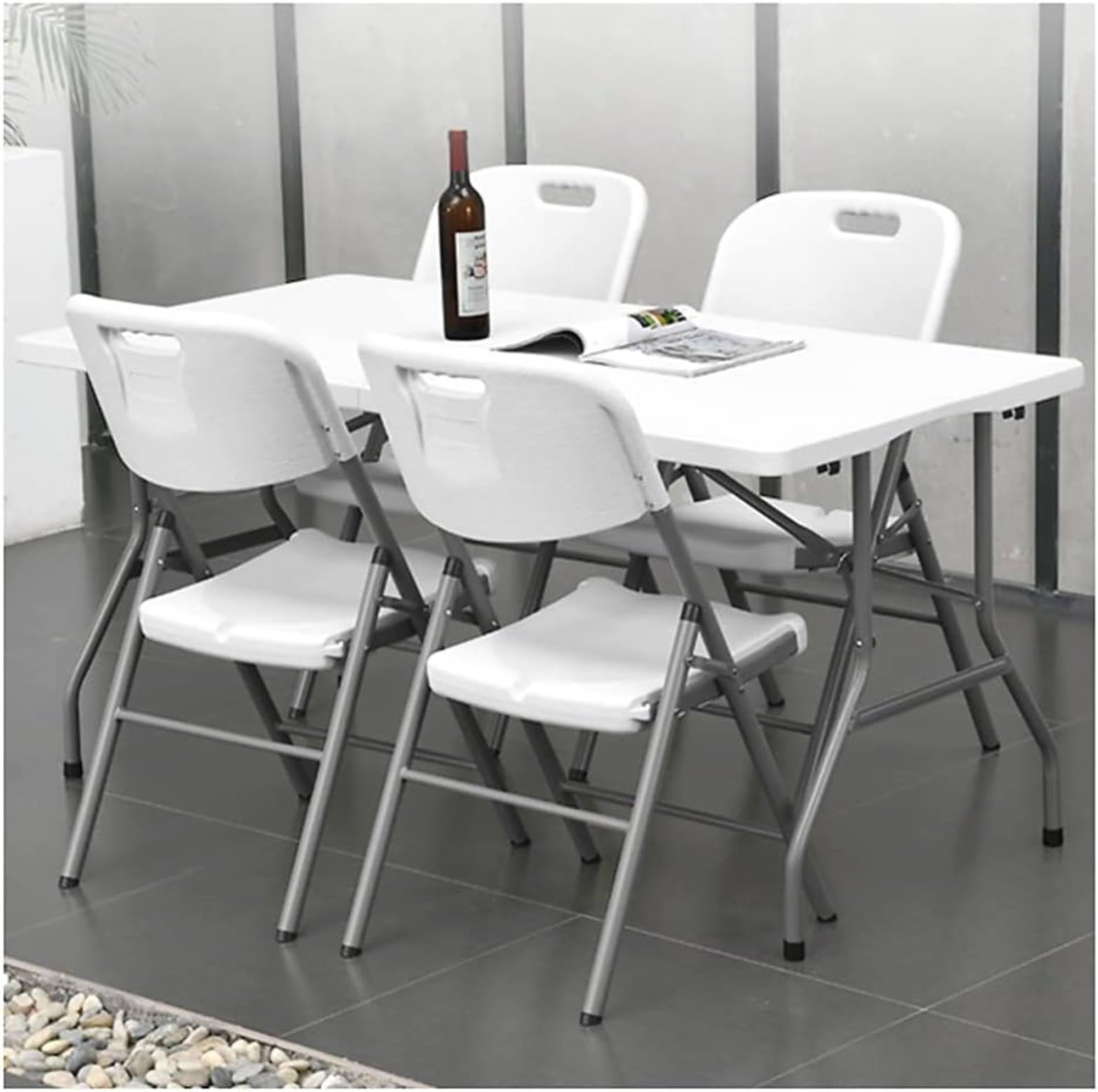 WELL HOME MOBILIARIO & DECORACIÓN Set de 4 Sillas, 5cm Plegable para Exteriores, Blanco, 51x45x85,5