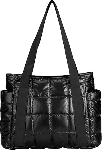 Bolsa de mano acolchada para mujer, bolsa de hombro acolchada, grande, de algodón, suave y acolchada