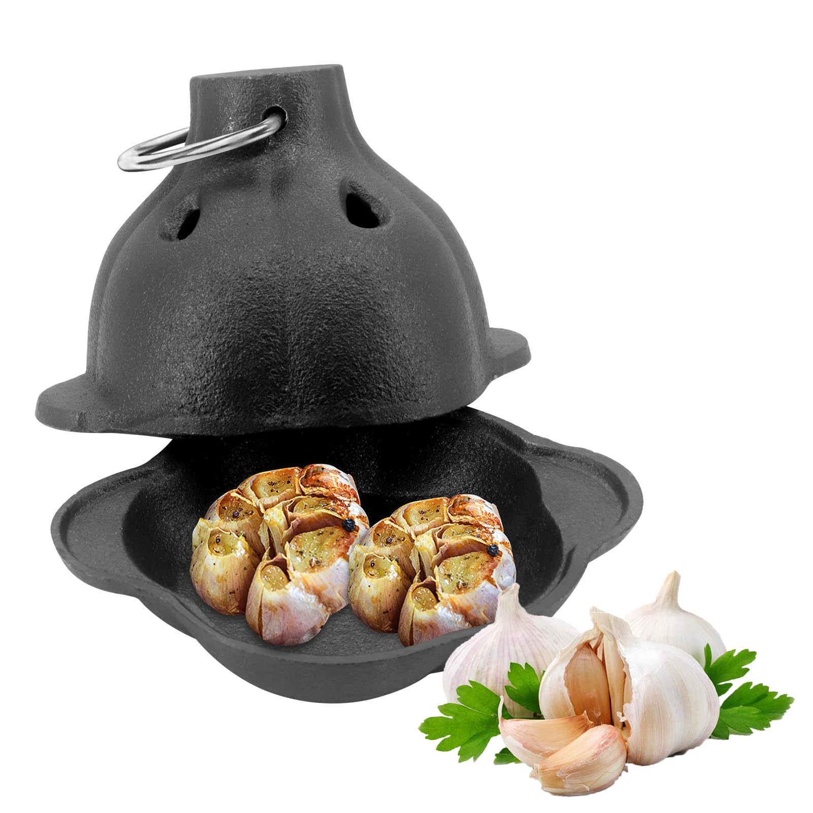 Roaster Oven Garlic Roaster, Pre-Seasoned Cast Iron Smoker Garlic