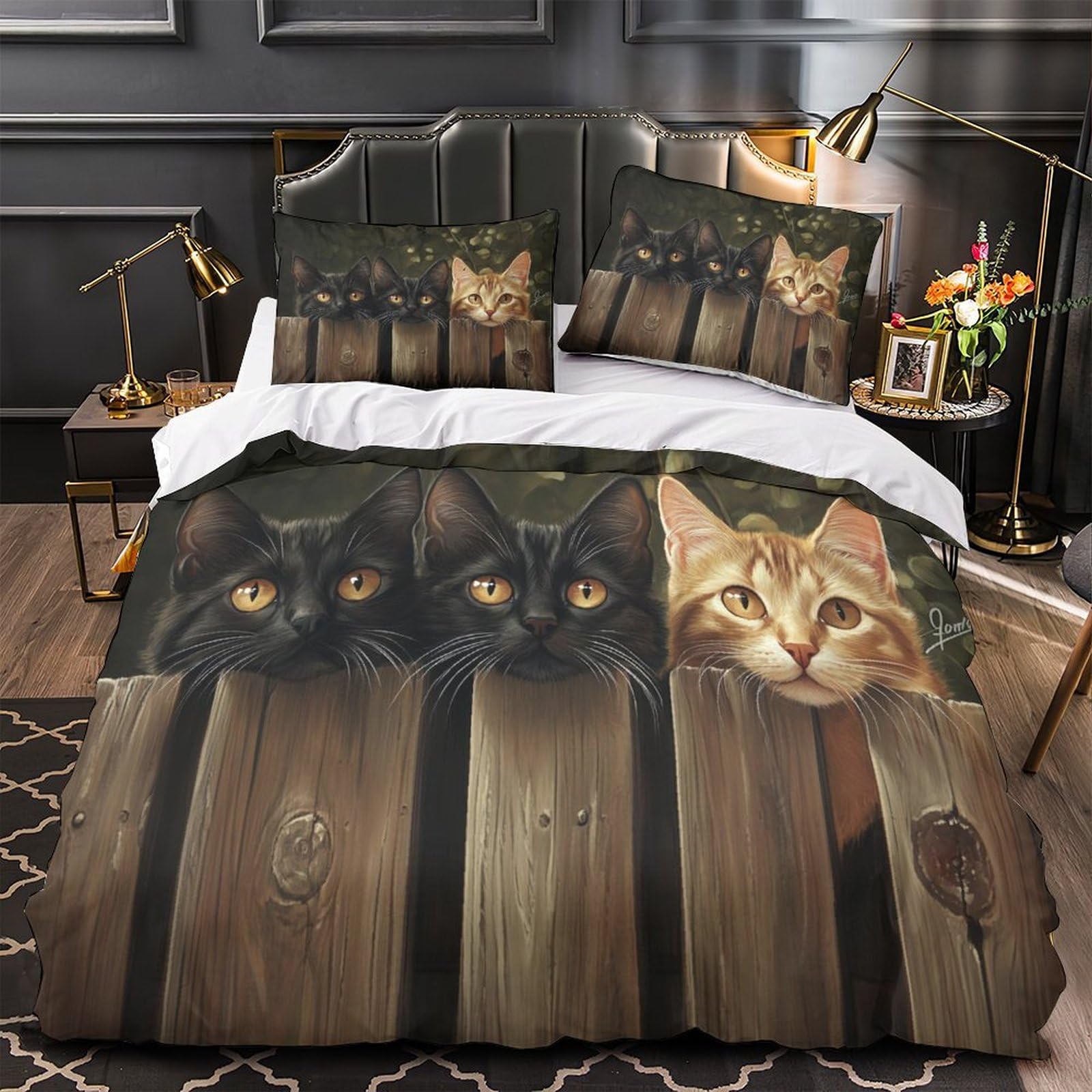 Housse de couette chat 3D et 2 taies pour transformer la chambre des garçons et des enfants