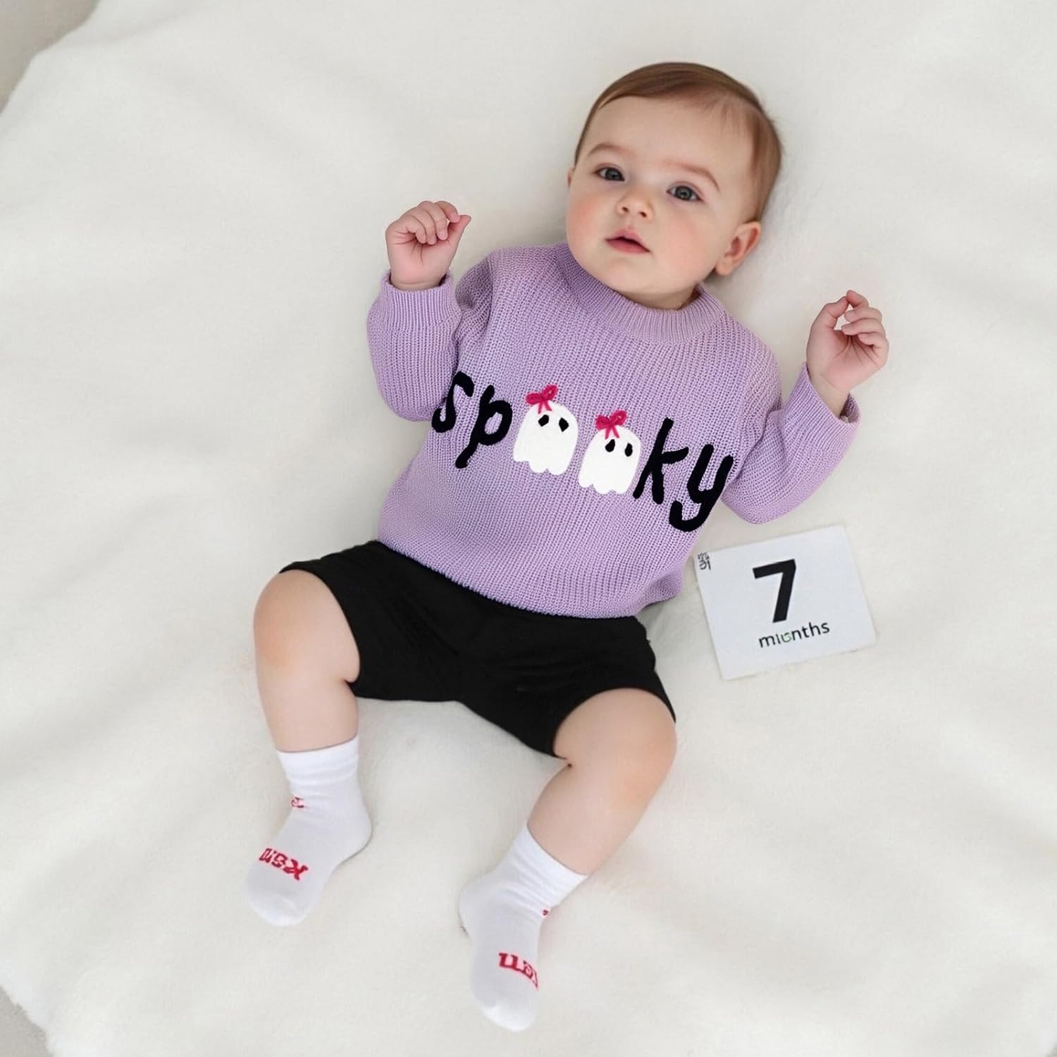 Toddler Baby Boy Girl Halloween Outfit Pumpkin Ghost Embroidery Knit Sweater Sweatshirt Infant Fall Winter Clothes