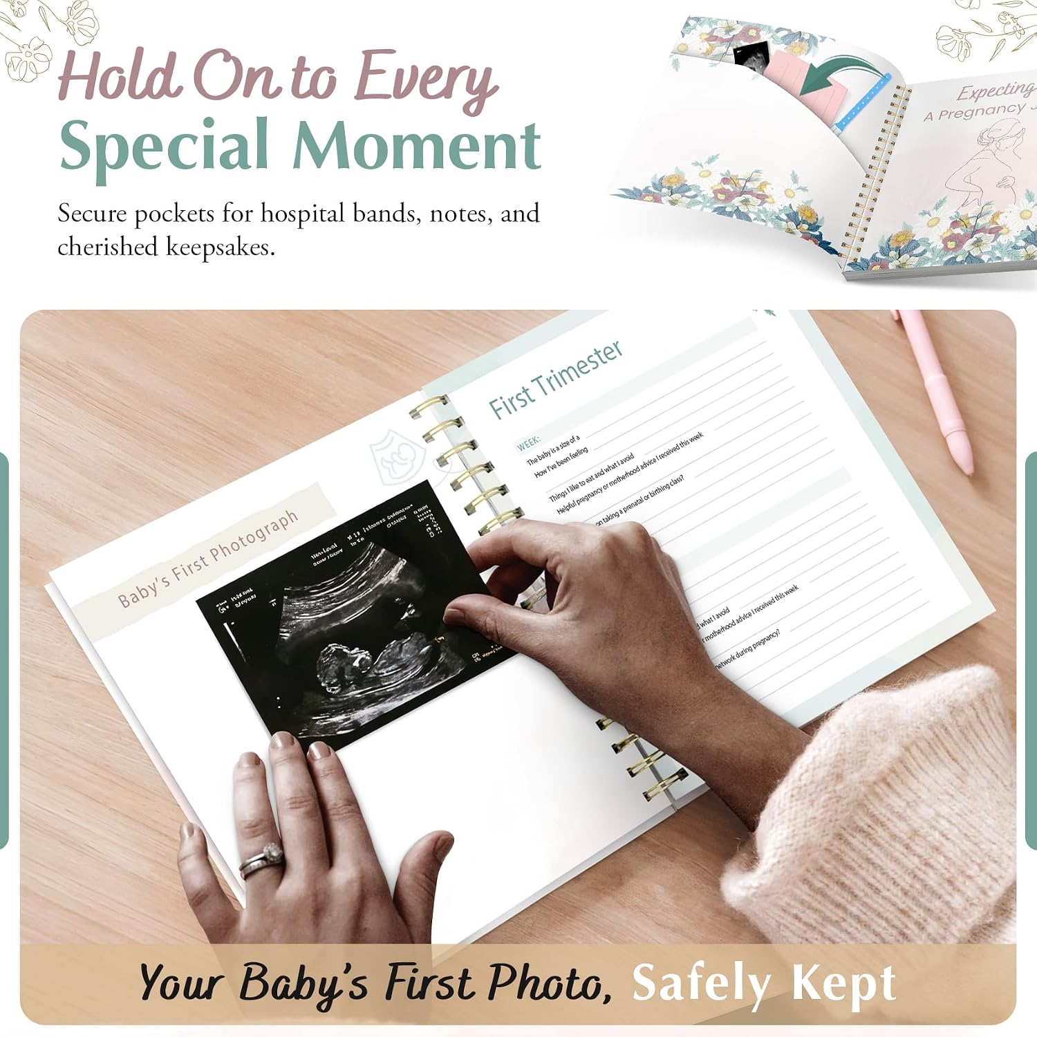 Pregnancy Journal for First Time Moms 2025, Inclusive-Design, Spiral-Bound Hardcover Memory Book, Maternity Journal for Mom to Be, Pregnancy Gifts & Must Haves
