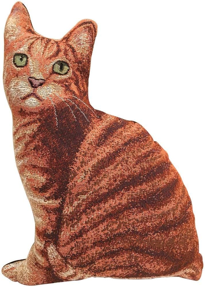 Manual Kitty Cat Shaped Pillow 11 X 16-Inch Pet Lover Collectible Orange