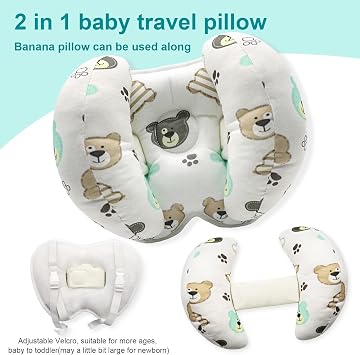 KAKIBLIN Baby Head Neck Support Pillow, 2 in 1 Banana Neck Pillow for Baby