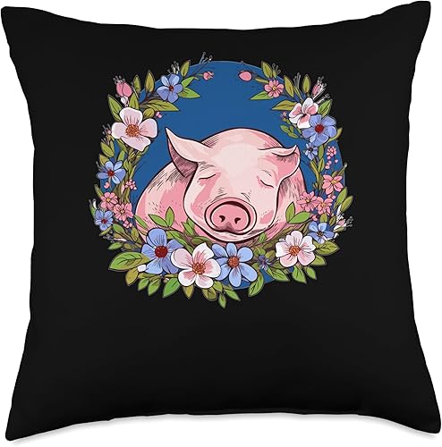 Miniatura 5 de Cute Pig Outfit for Women Men Kids Cute Pig Lover Flower Farmer Farm - Almohada para mujeres y hombres, 16 x 16 pulgadas, multicolor
