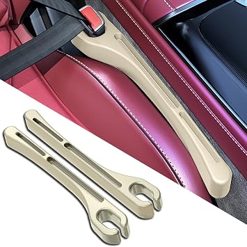 2PCS Car Seat Gap Filler Organizer, Car Seat Gap Organizer with Phone Holder, Car Accessories Car Side Seat Gap Filler for Prevent Falling Beige