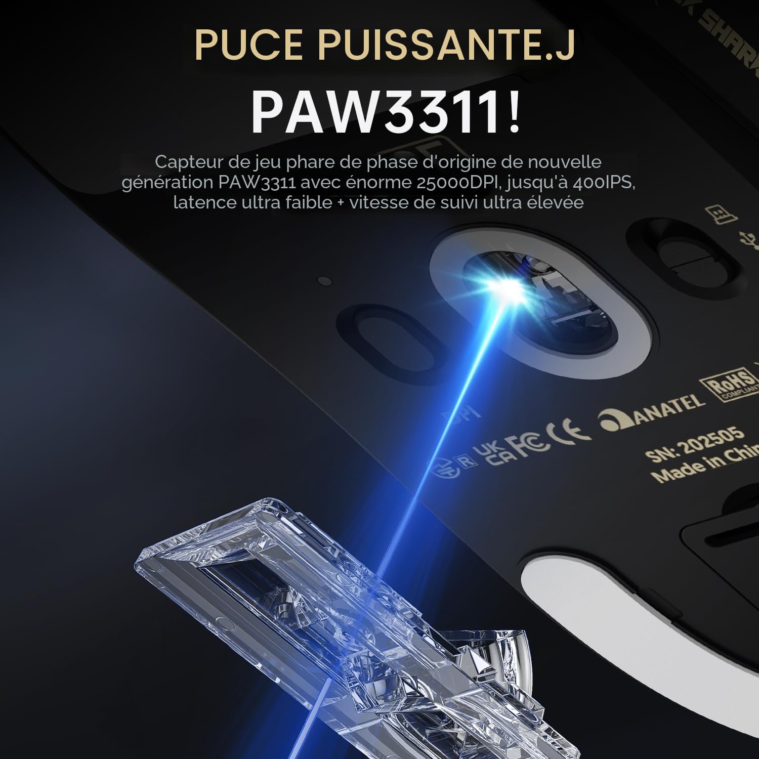 ATTACK SHARK X8SE Mouse for Large Hand, 55g Superlight, PixArt PAW3311 Gaming Sensor, BT/2.4G Wireless/Wired, Adjustable DPI up to 25000, 500mAh Battery (Black)