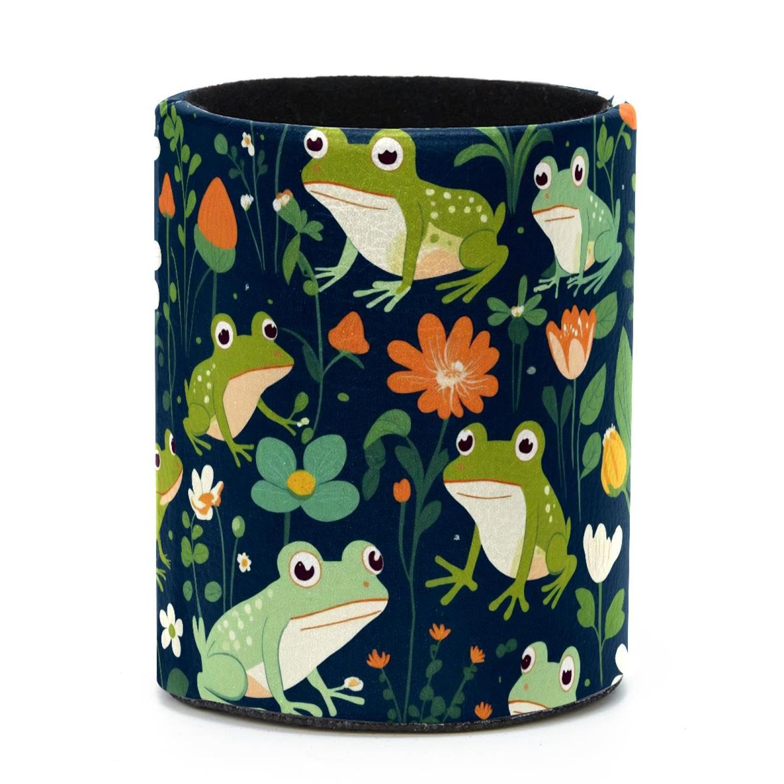 VAPOKF Round Pencil Holders for Desk, Cute Frogs Pen Holders Pen Pot Makeup Brushes Storage Desktop Stationery Supplies Organiser for Home Office