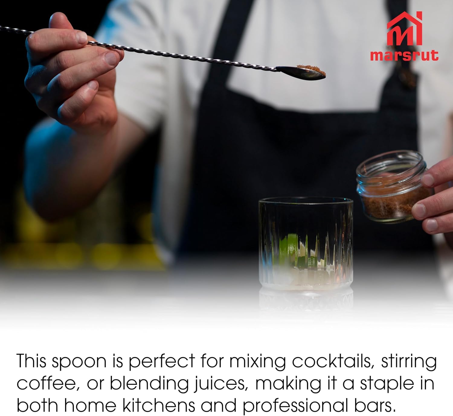 40cm Stainless Steel Shaped Kingdom Barspoon with Long Handle, Metal Drink Finger Stirrer Sticks for Mixing Cocktails, Stirring Coffee - Ideal for Bartender and Barista (1PC)
