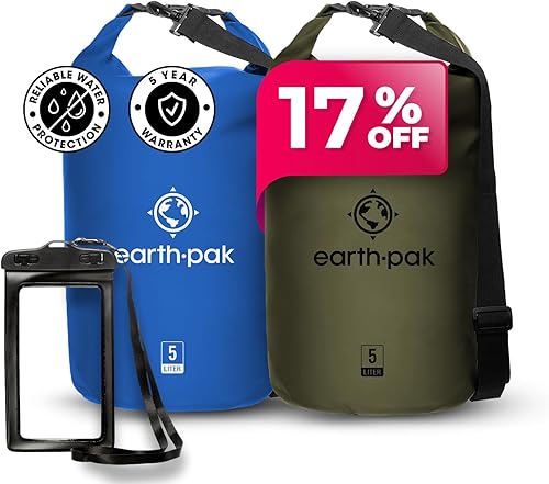 Earth Pak Bolsa seca impermeable  Mochila impermeable con parte superior enrollable que mantiene el equipo seco para kayak, playa, rafting,