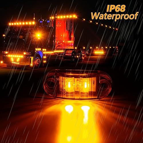 Miniatura 4 de ALFU Paquete de 10 luces LED ámbar DC12-24V IP68 impermeables para remolque, luces LED delanteras y traseras, indicadores de liquidación de luz para