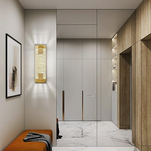 Miniatura 5 de Moderno aplique de pared de cristal con burbujas de cristal para baño, 15.15 pulgadas, luces LED doradas de tocador para baño, pasillo, dormitorio,