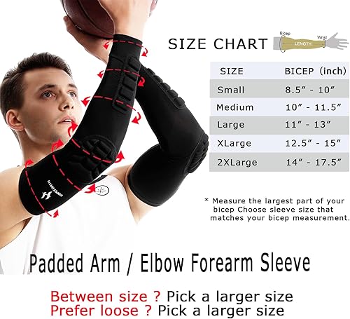 Miniatura 2 de Juego de 2 mangas de compresión acolchadas en el codo y en el antebrazo, para soporte y protección