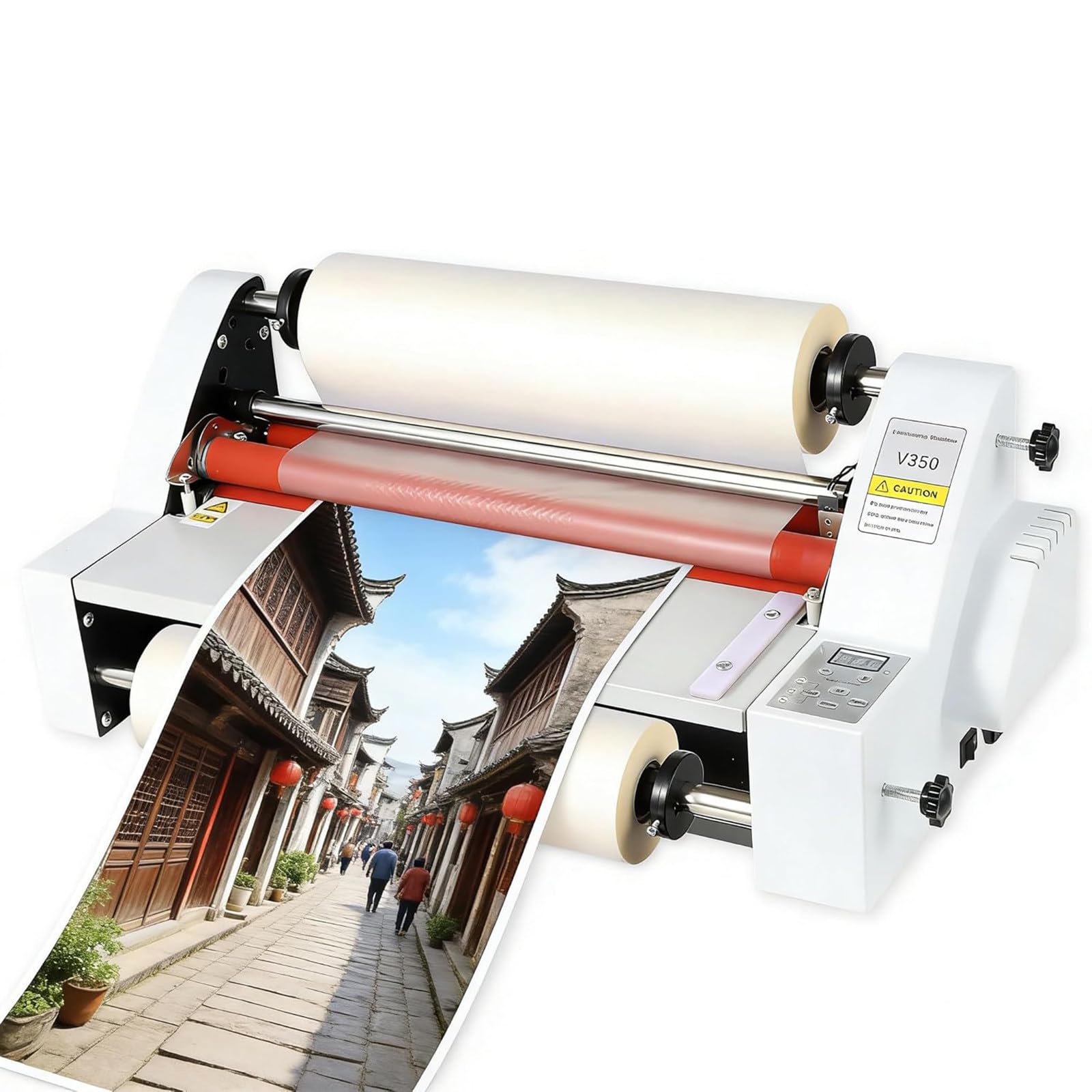 XNZJHPP V480 Dual Sided Thermal Laminating Machine - 700W Hot & Cold Roll Laminator with Film, Adjustable Tension, No Bubbles, Ideals for School, Office & Home Use (V350)