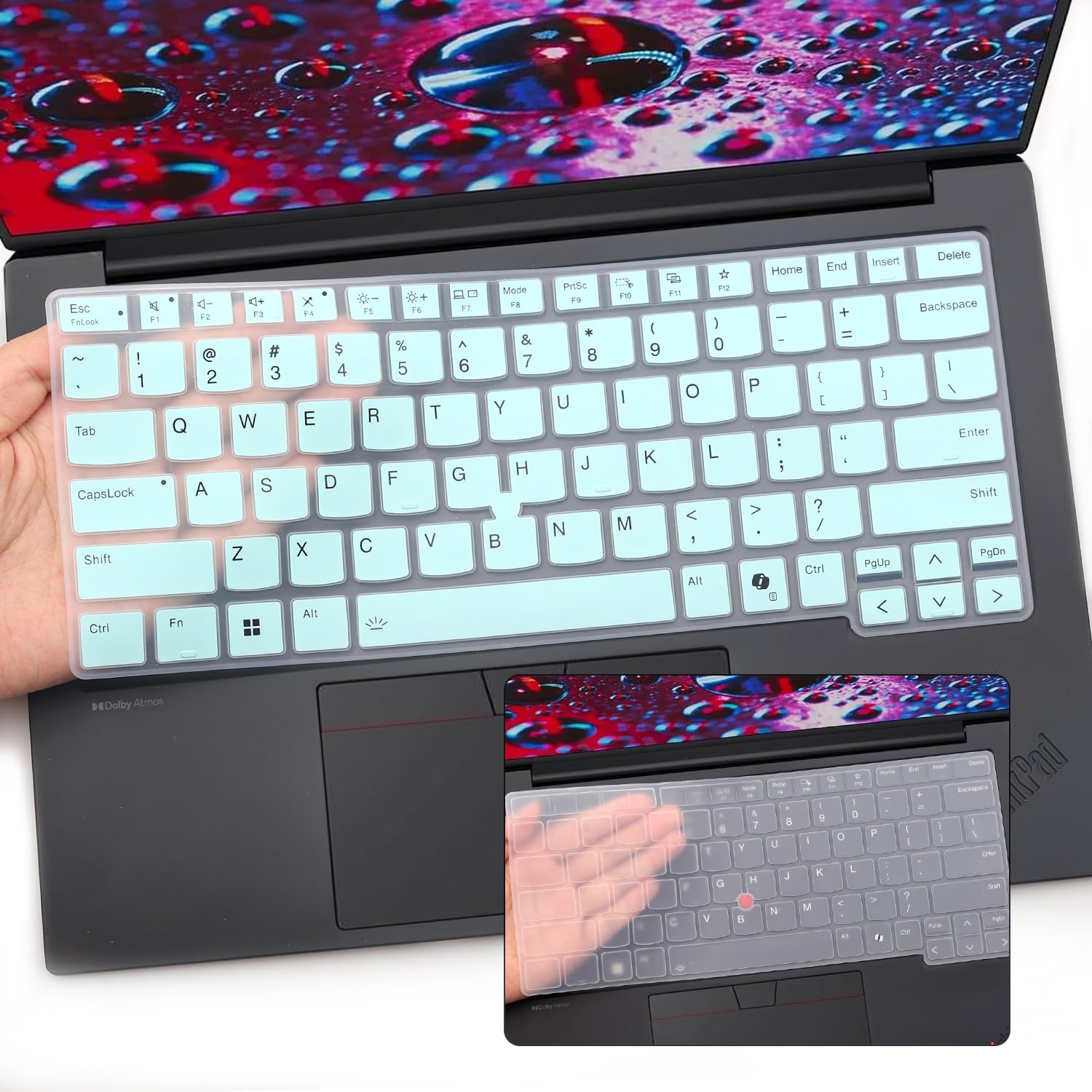 i-Tensodo 2 PCS Keyboard Cover for Lenovo Thinkpad L14 Gen 5/ Thinkpad P14s Gen 5/ Thinkpad T14 Gen 5/ Thinkpad T14s Gen 6 Keyboard Protector Cover-HotBlue+Clear
