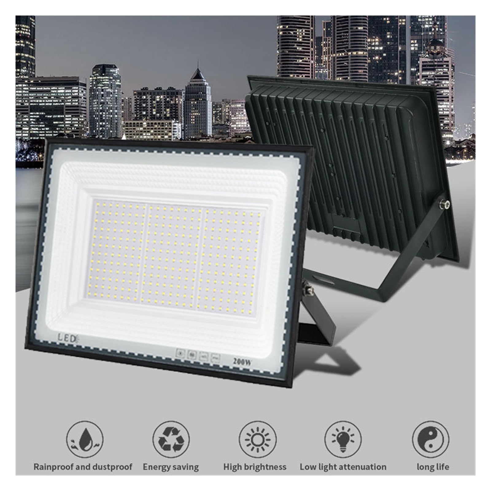 Zewnętrzne światło powodziowe Reflektor LED IP66 30W 50W 100W 150W 200W Wodoodporny Projektor Zewnętrzny Do Oświetlenia Garażu Ulicznego W Ogrodzie Oświetlenie miejsca pracy(150W)
