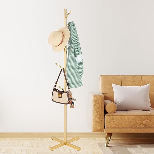 Miniatura 8 de ZOZOE Metal Coat Rack Stand, Modern Coat Rack Freestanding with 8 Hooks, Coat Racks Easy to Assemble, Coat Tree Stand for Bags, Hats, Entryway, Base