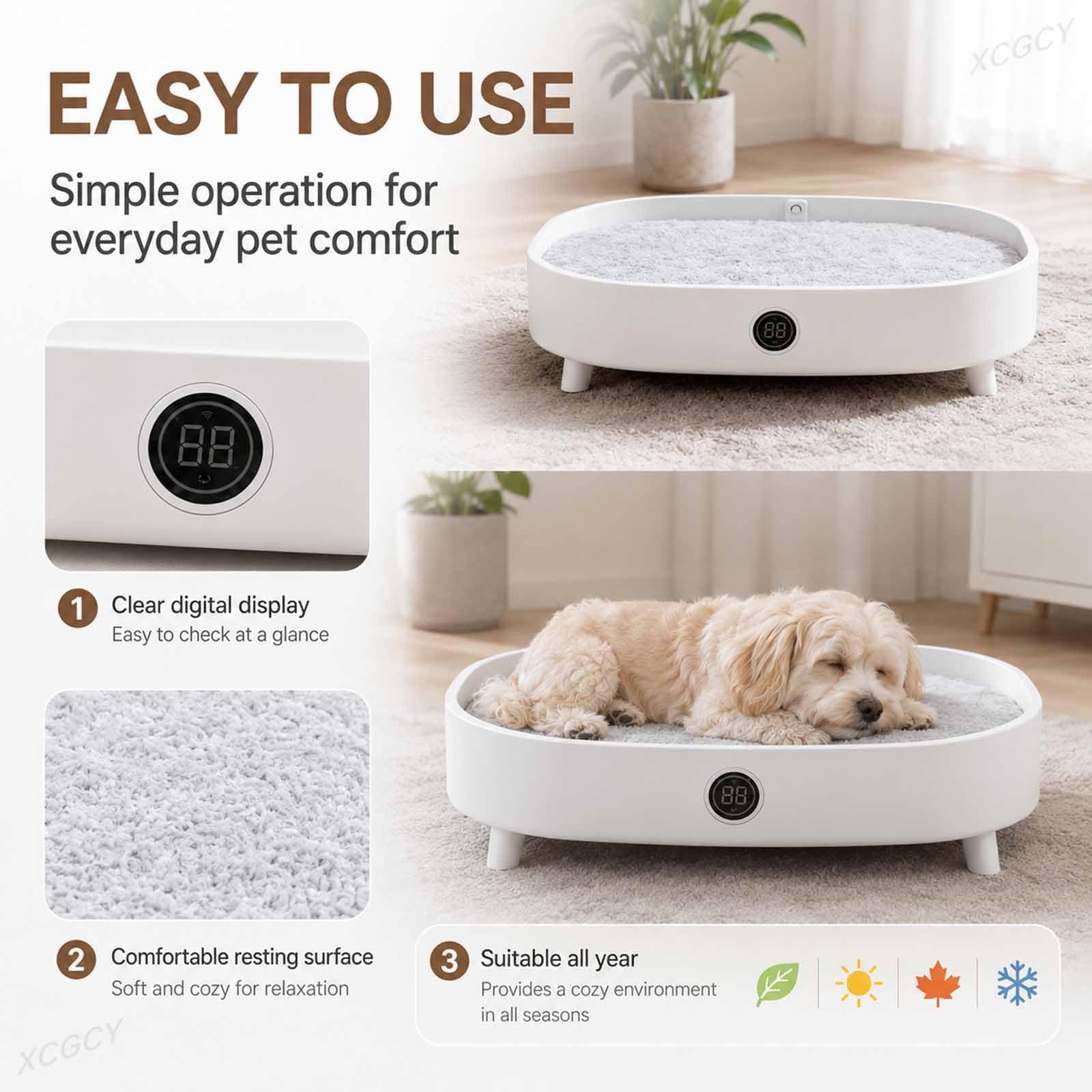 Tappetino Rinfrescante Elettrico per Animali Domestici, Cuccia Intelligente per Gatti con Funzione di Raffreddamento E Riscaldamento, Temperatura Regolabile, Display LED E Sensore per Gatti da