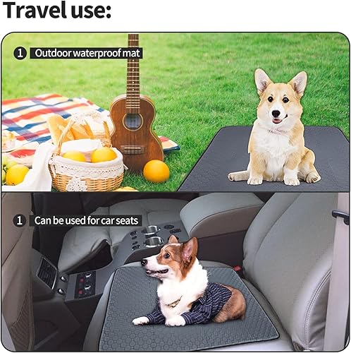 Miniatura 5 de Paquete de 2 almohadillas lavables para orina de perros, 36 x 24 pulgadas, impermeables, reutilizables, para entrenamiento de mascotas, tapetes