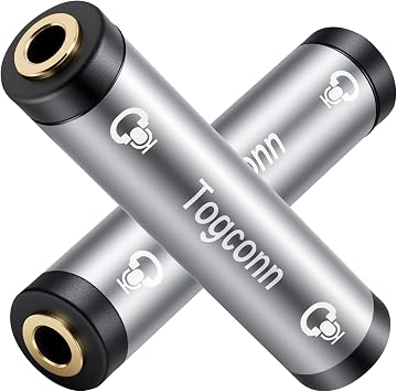 1/8 Inch 3.5mm TRRS Auxiliary Audio Mic Coupler 2 Pack,1/8" 3.5mm 4-Pole TRRS Female to Female Stereo Headphone Microphone Adapter Extension Connector, Metal Shielded Housing, for Headphones, Speakers