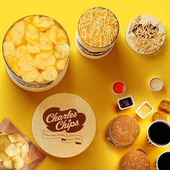 Charles Chips Original Potato Chips 16oz Gourmet Snack in Iconic Recyclable Steel Tin | Gluten Free & Kosher | Great for Holidays & Birthdays | Since 1942