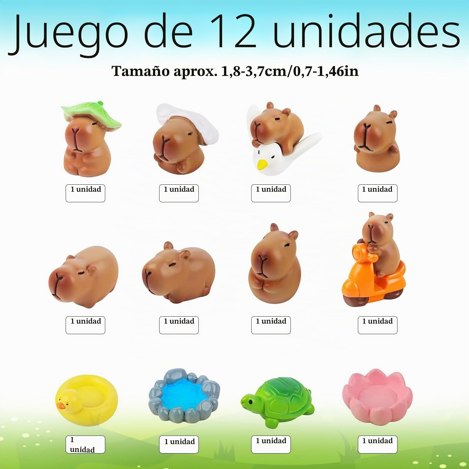 12 Mini Capibaras De Resina Para Decorar Tartas, Jardines, Terrarios Y Casas De Muñecas