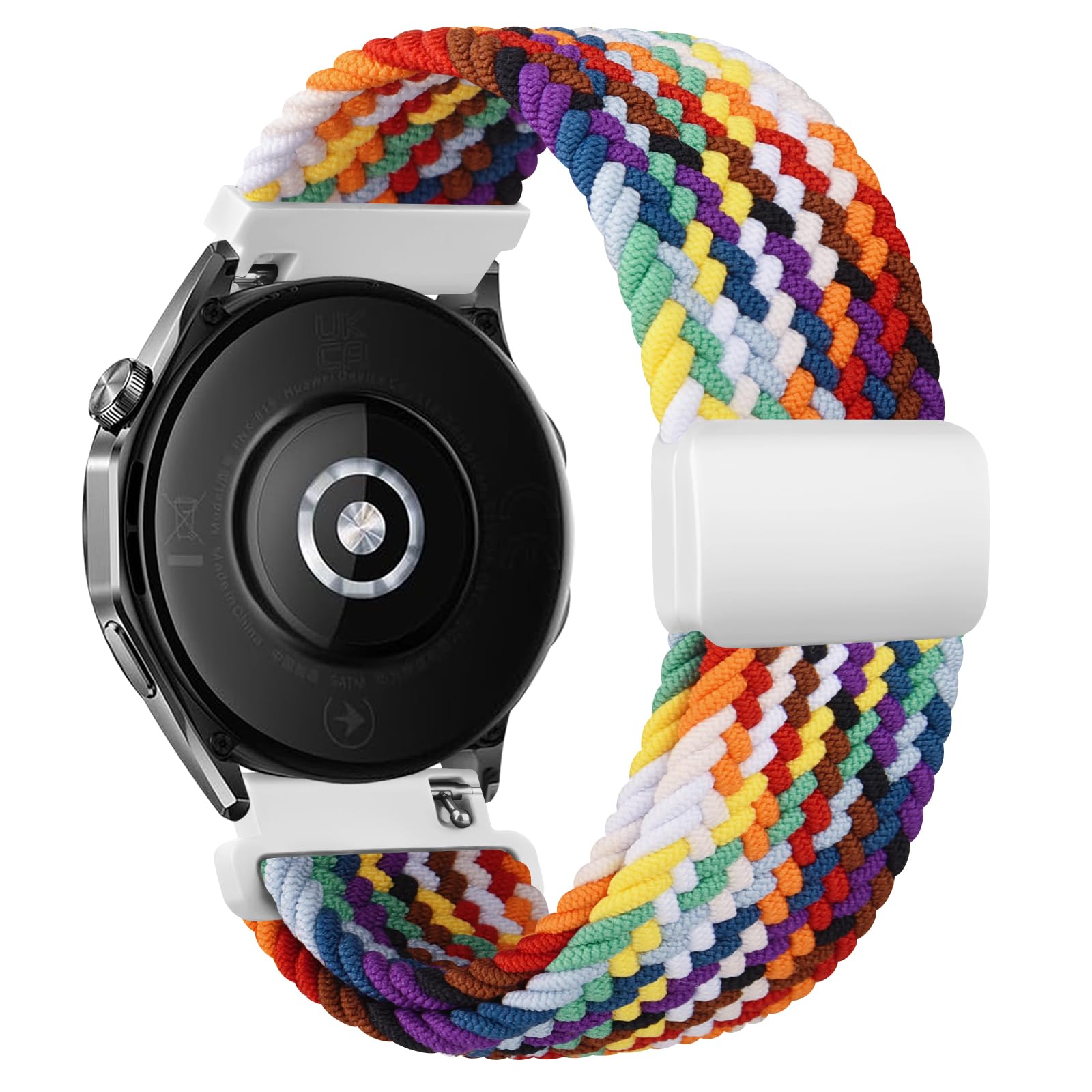 Oumida Nylon Watch Straps Compatible with Huawei GT4/GT3/GT2 Pro 46mm/Samsung Galaxy Watch 3 Bands 45mm, 22mm Elastic Adjustable Stretchy Braided Bands for Huawei GT 4 Band Women Men