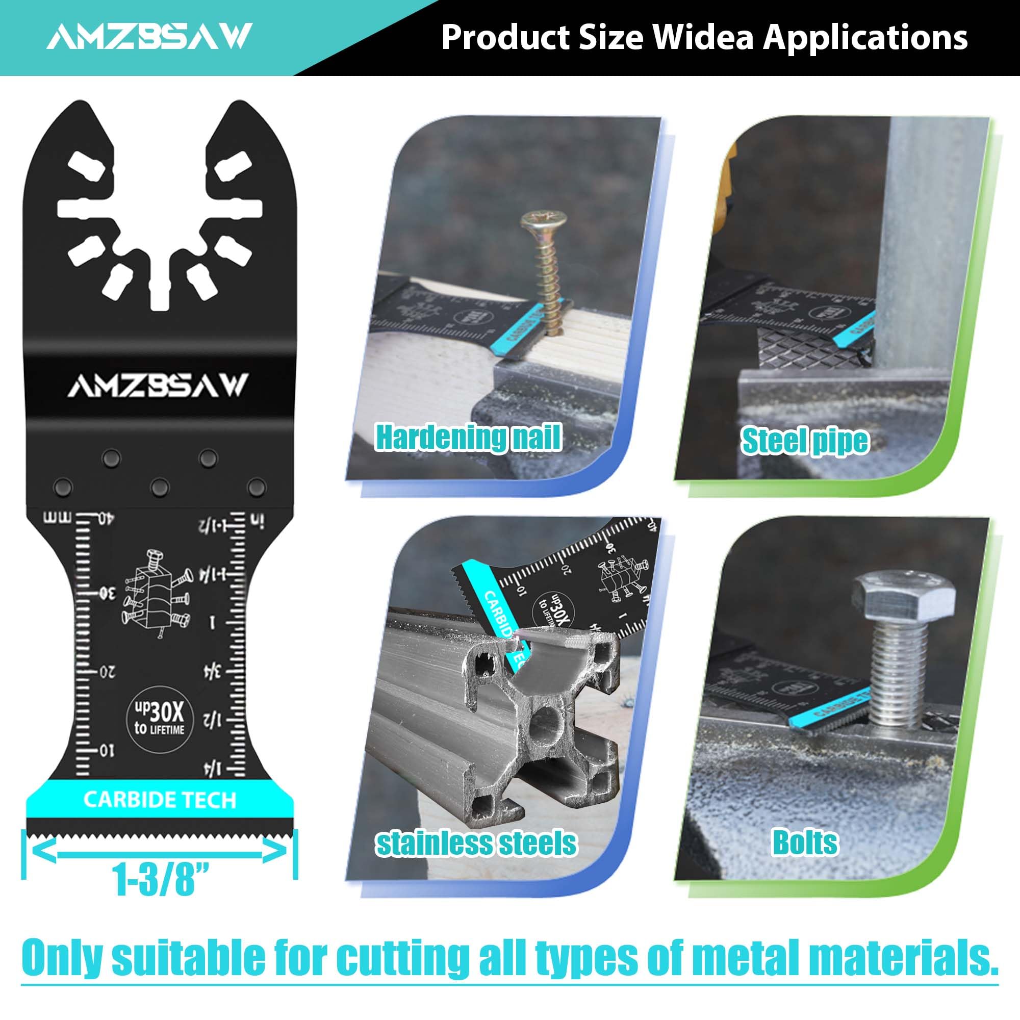 AMZBSAW 5 cuchillas oscilantes de carburo, kits profesionales de cuchillas multiherramienta para pernos, tornillos, material duro, clavos de metal, paneles de yeso y madera, cuchillas multiherramienta