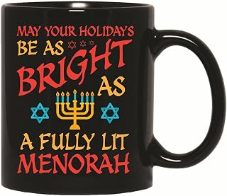 Menorah Gift for Hanukkah Perfect Hanukkah Present for Jewish Men Women Kids 11oz 15oz Black Coffee Mug