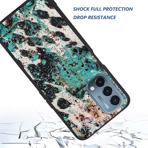 Miniatura 6 de KSHSAA Funda diseñada para OnePlus Nord N200 5G, cuero de vaca turquesa occidental, diseño retro para OnePlus, funda de silicona suave a prueba de