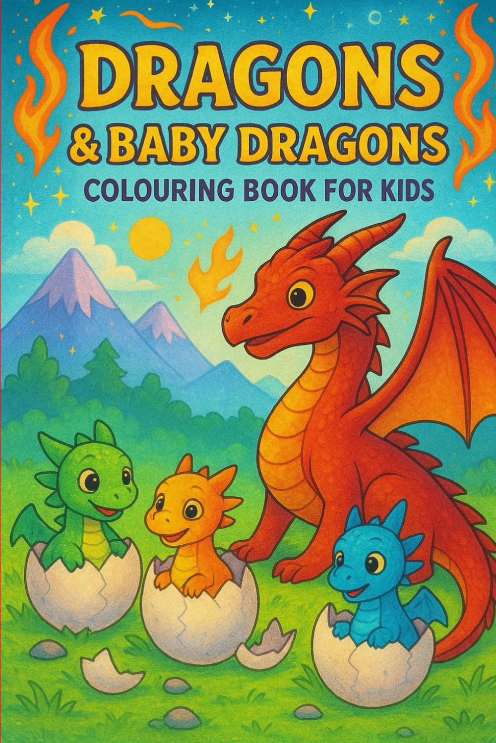Dragons And Baby Dragons: Colouring Book For Kids