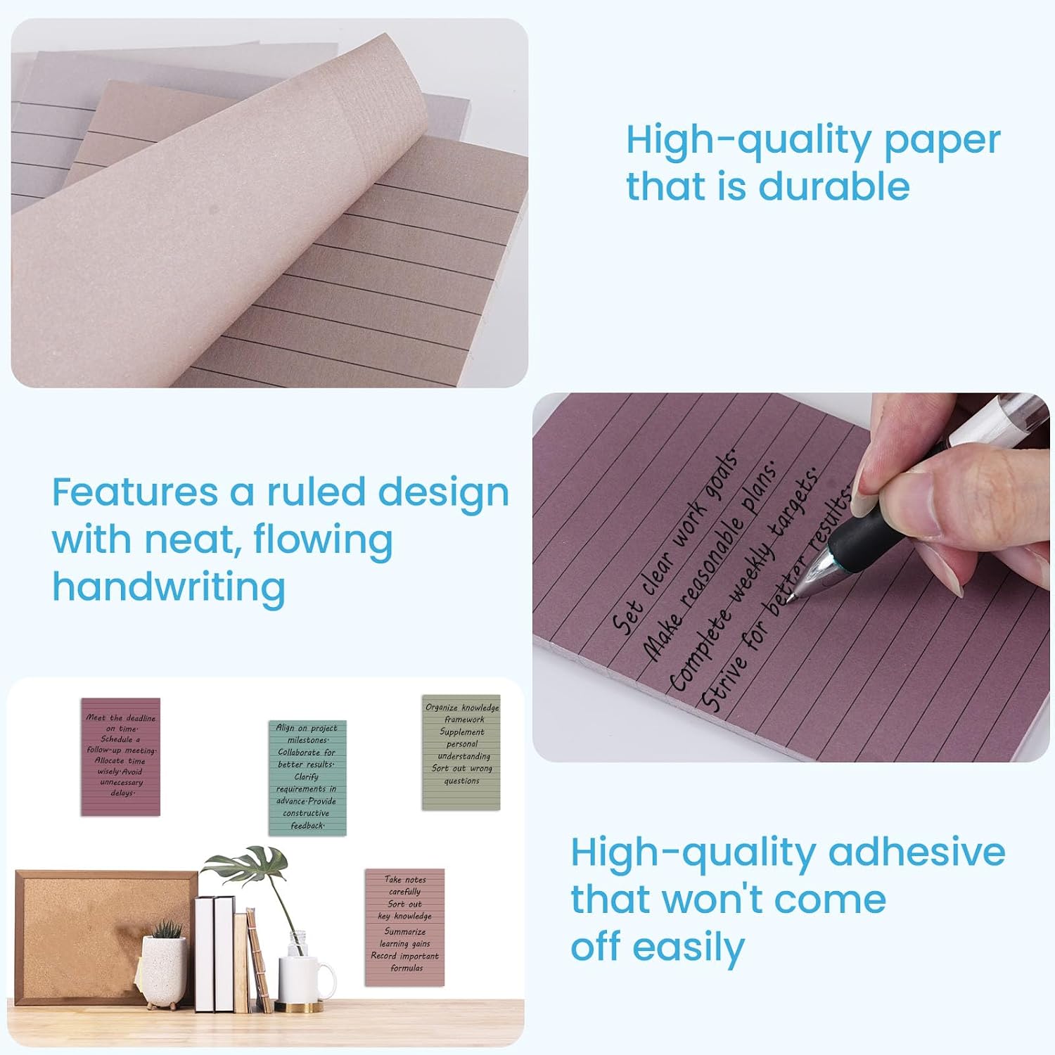 Lined Sticky Notes 4x6, 12 Pads (360 Sheets Total), Large Self-Stick Note Pads with Lines, 6 Vintage Colors for Color Coding, for Office Home School Desk Organization Planning image 4