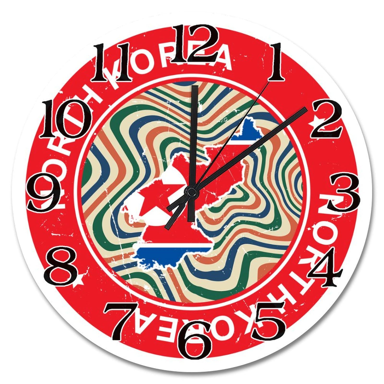 Horloge murale colorée drapeau Corée du Nord 25cm pour personnaliser un mur vide