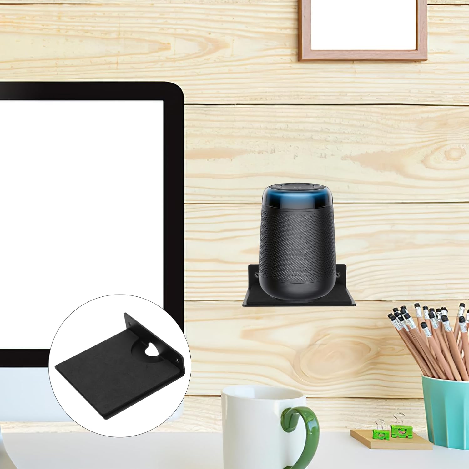 Yardwe Wall Speaker Stand Bracket Space Saving Wall Mounted Speaker Holder for Bedside Living for Home Audio Systems Efficient Storage