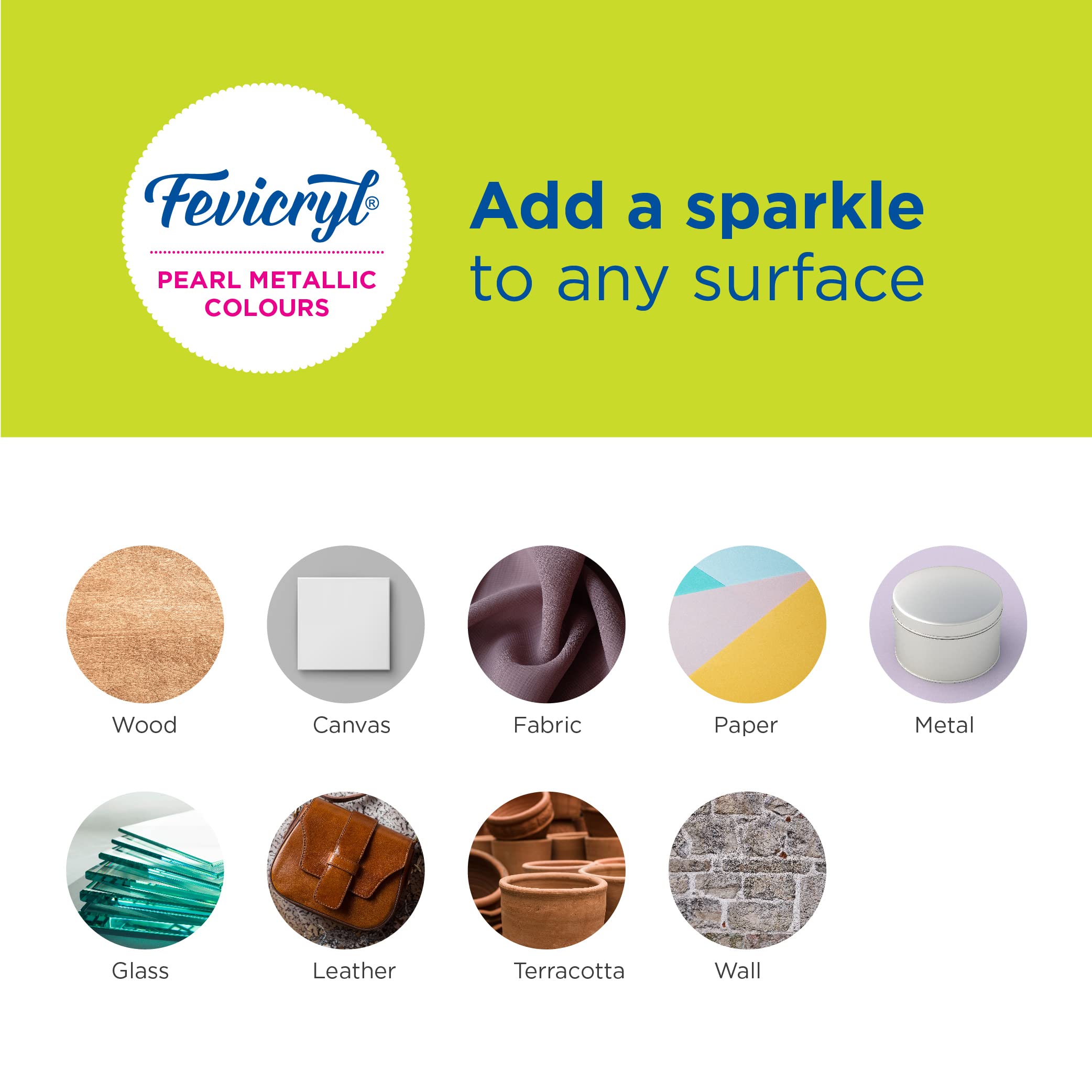 Fevicryl Acrylic Pearl Metallic 100ML Colour Combo | Paint on Canvas, Wood, Earthenware, Stone, thermocol, Metal, Leather, Glass | Ideal for Artists, Beginners and Gifting 2
