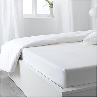 Hotel Linen Klub Double Fitted Sheet - 350TC 100% Long Staple Cotton Sateen Weave, Luxurious Quality with Elasticized Deep Pocket, Size: 140 x 200 + 40 cm, Plain White