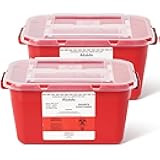 Alcedo Sharps Container for Home and Professional Use 1 Gallon (2-Pack), Biohazard Needle and Syringe Disposal, Medical Grade