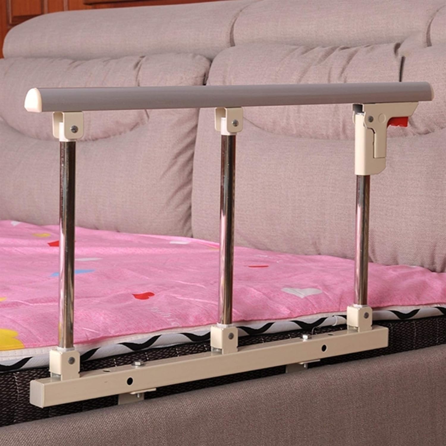 Barandilla de cama para ancianos plegable para adultos mango de seguridad prote﻿ctor barra de apoyo plegable para cabecera parachoques para cuidado en el hogar hospitalario 70x40cm barandilla