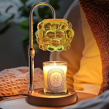 Candle Warmer Lamp with Timer Adjustable - Height Candle Warmer, Dimmer, Vintage Glass Wax Melting Lamps for Home Decor, for Candles in Jars with 2 Bulbs