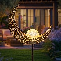 Homeimpro Moon Solar Lights Outdoor - Waterproof Garden Stakes, Yard Decor for Lawn Patio, Gifts for Mom Women Grandma (Bronze)