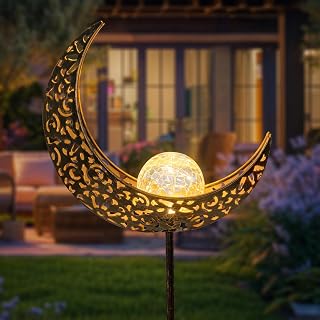 Homeimpro Moon Solar Lights Outdoor - Waterproof Garden Stakes, Yard Decor for Lawn Patio, Gifts for Mom Women Grandma (Bronze)