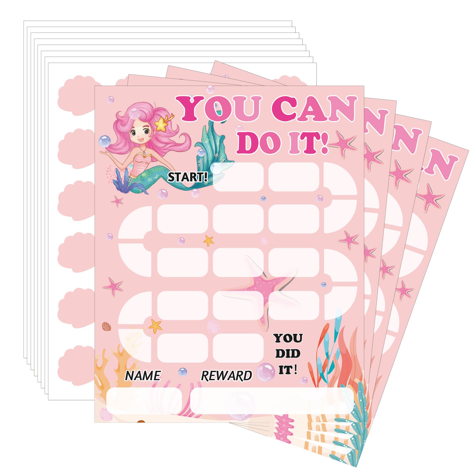 10 Set Man and Fish Tail Reward Chart Fish Tail Theme Incentive Behavior Chart Routine Daily Chore Tracker Preschool Classroom Management Tool Daily Responsibility Sticke Habit Building Incentive Kit